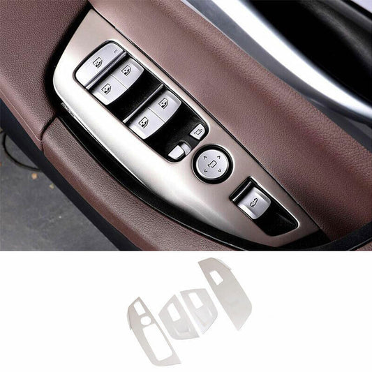 for BMW X3 G01 2018-21 Silver Steel Glass Window Lifting Switch Panel Decor Trim