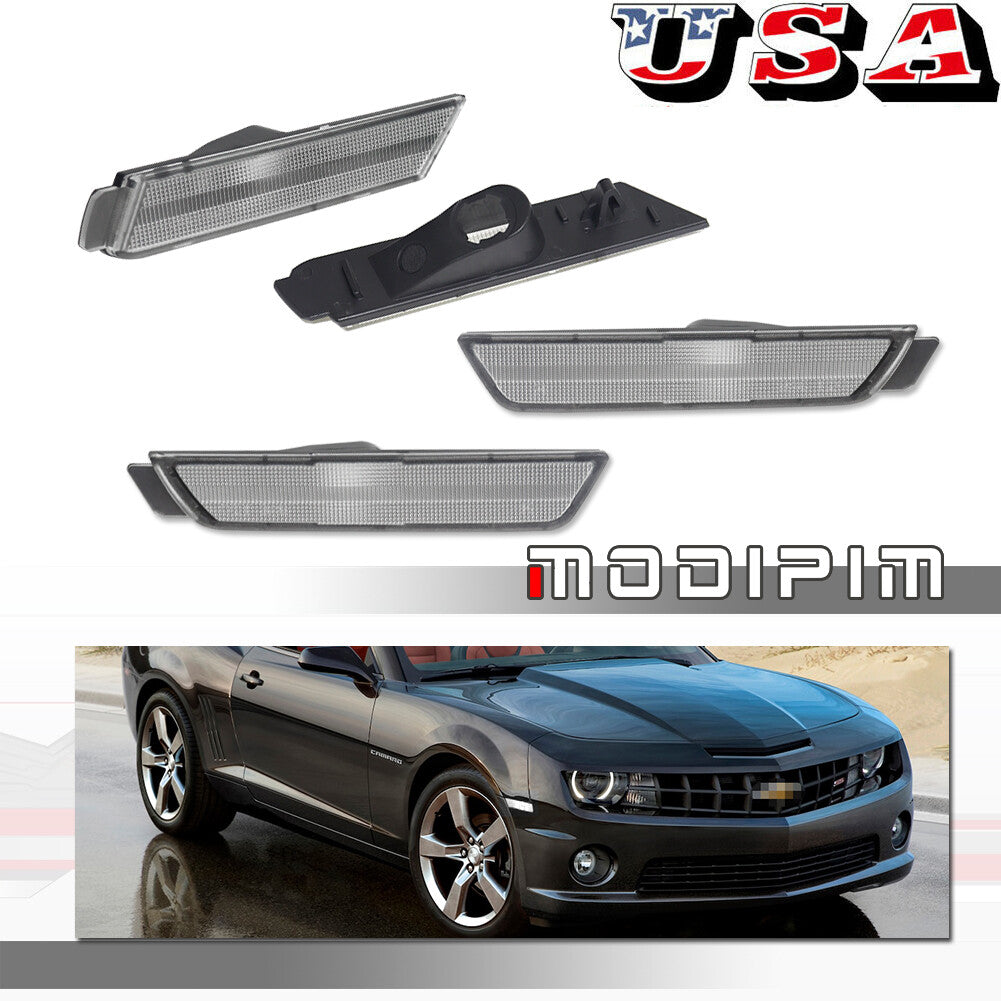 Transparent lens front and rear side marker light housing kit for 2010-2015 for Chevrolet Camaro.
