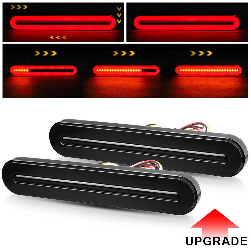 2X LED 9 Brake Flowing Turn Signal Tail Lights Stop DRL Red/Amber Truck Trailer