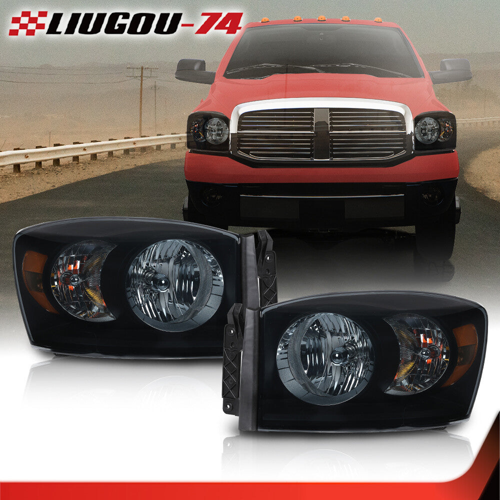 new, suitable for 2006-2009 for Dodge for Ram 1500 2500 3500 headlight kit with chrome bezel (pair).