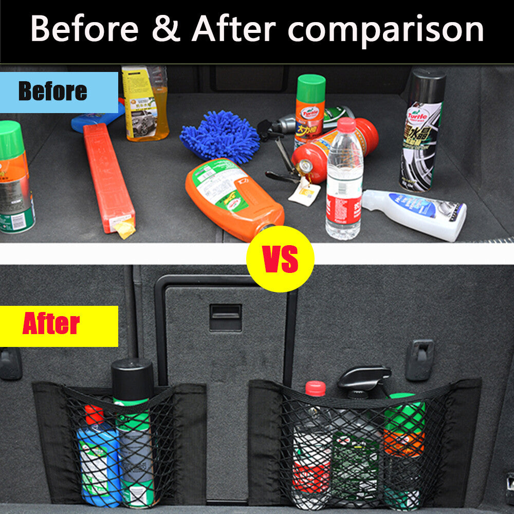 5025 Car Rear Trunk Boot Organizer Pocket Cargo Net Mesh Storage Bag Universal