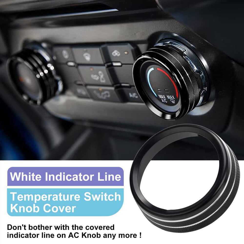 Black Air Conditioner /4WD / Audio Switch Knob Ring Cover Trim for Ford F150 XLT