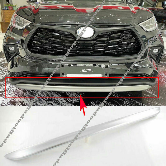 for Toyota Highlander 2020-2023 Matte Chrome Front Bumper Lip Molding Strip Trim