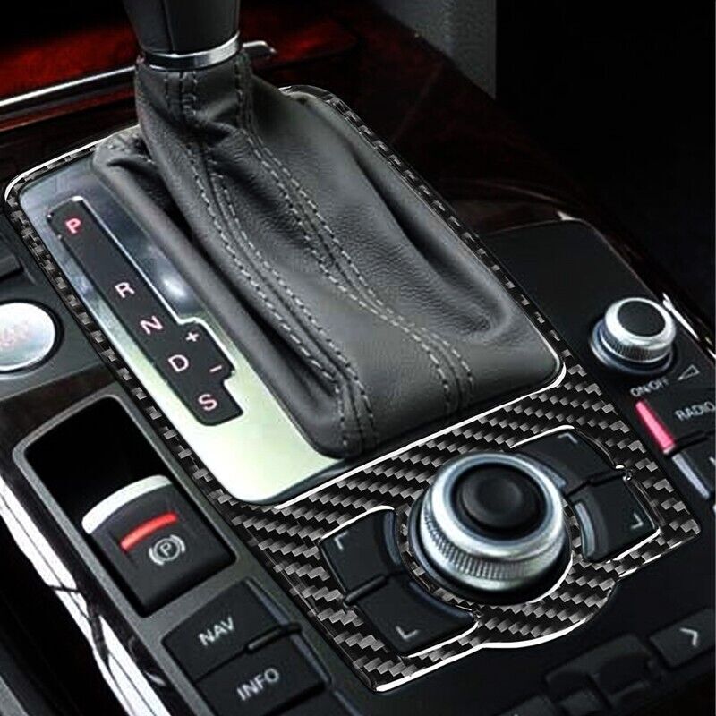 Real Carbon Fiber Car Gear Shift Panel Cover Trim for Audi for A6 S6 2005-2011 1PCS