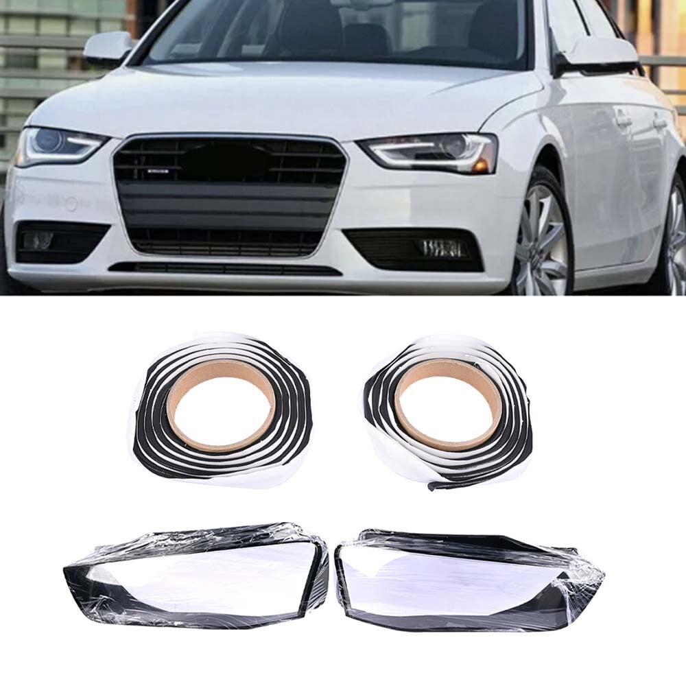 Left +Right Headlight Lens Cover Shell Fit for Audi A4 B8 2013-2015 Sedan 8K0941753C