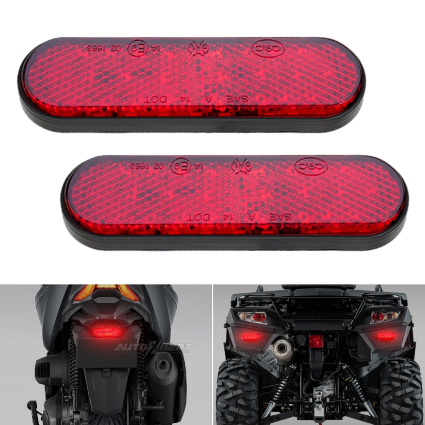 2x Motorcycle LED Red Tail Brake Light Reflector Side Marker Lamp 12V 24V Truck