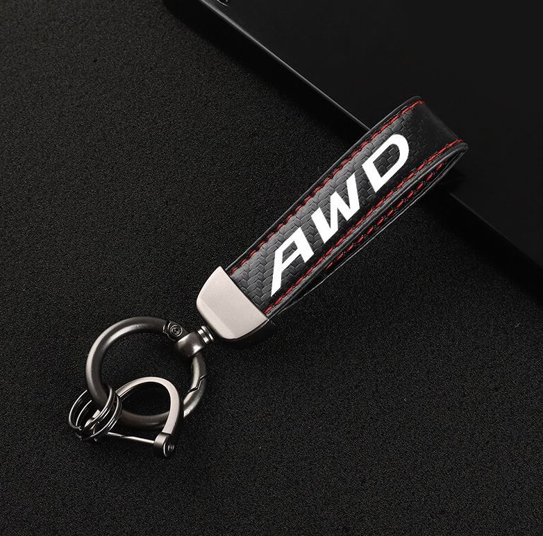 Suitable for AWD car keychains, key rings, key fobs, car accessories, black and red.