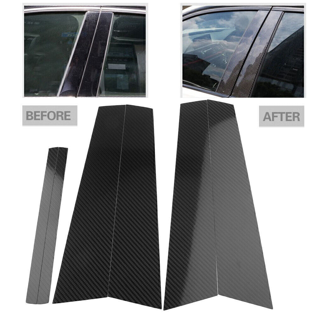 Window B Pillar Trim Cover Decoration Carbon Fiber Fit for BMW 1 Series E81 2017