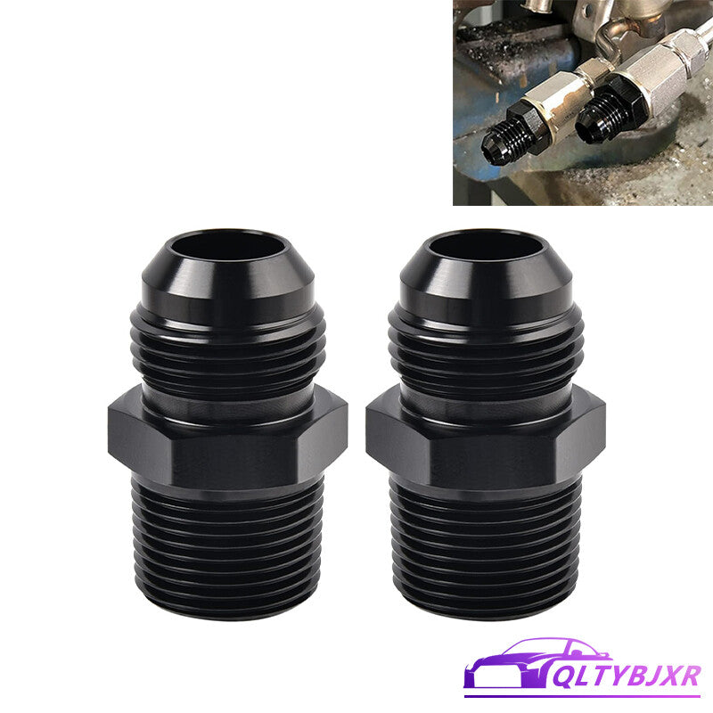 2Pcs 1/2 NPT to 12AN Adapter Pipe Thread to AN12 Male Flare Fitting Black