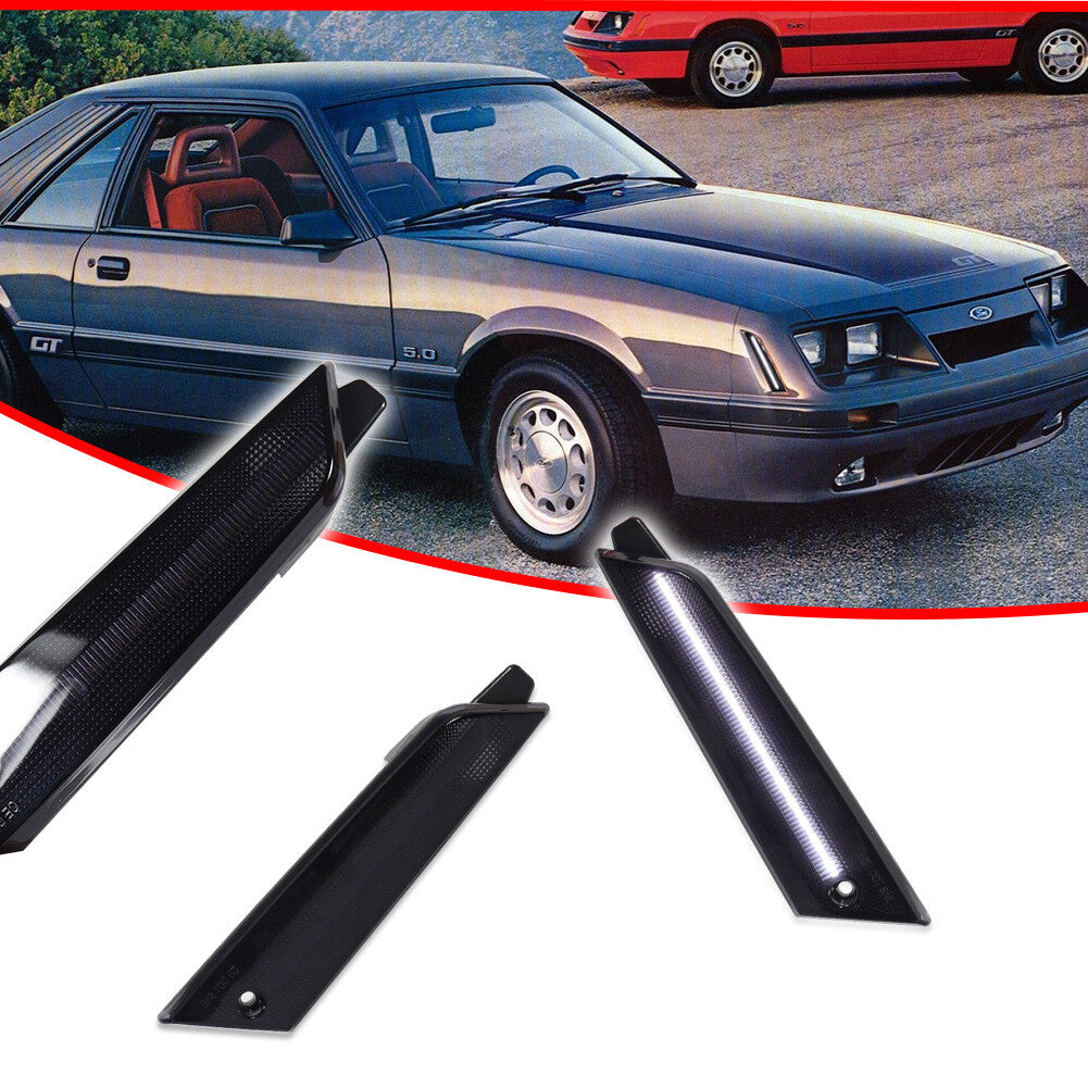 Suitable for Ford for Mustang 1979-1986, smoked lens white LED front corner side marker light.