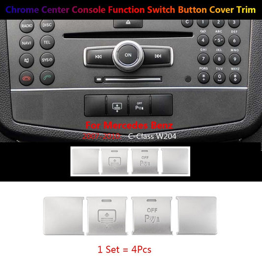 4x for Mercedes-Benz W204 Car Interior Center Console Function Switch Cover Trim