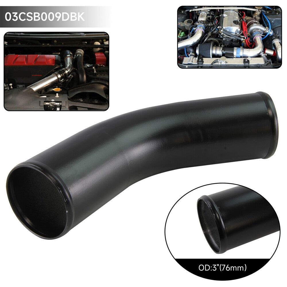 76mm 3 45 Degree Aluminum Intercooler Intake Pipe Piping Tube Hose Black