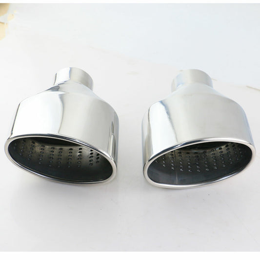 2.5 inlet Sliver Exhaust Tips Stainless Steel Slant 6 Oval for AUDI RS LOOK