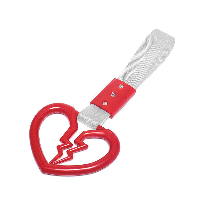 Devil Broken Heart Ring Car Handle Strap Charm Tool Tsurikawa Silver Belt Red