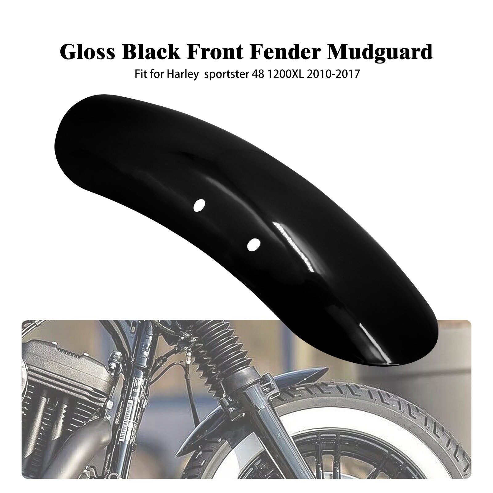 Vivid Black Front Fender Mudguard Cover Fit for Harley Forty Eight 48 1200 10-22