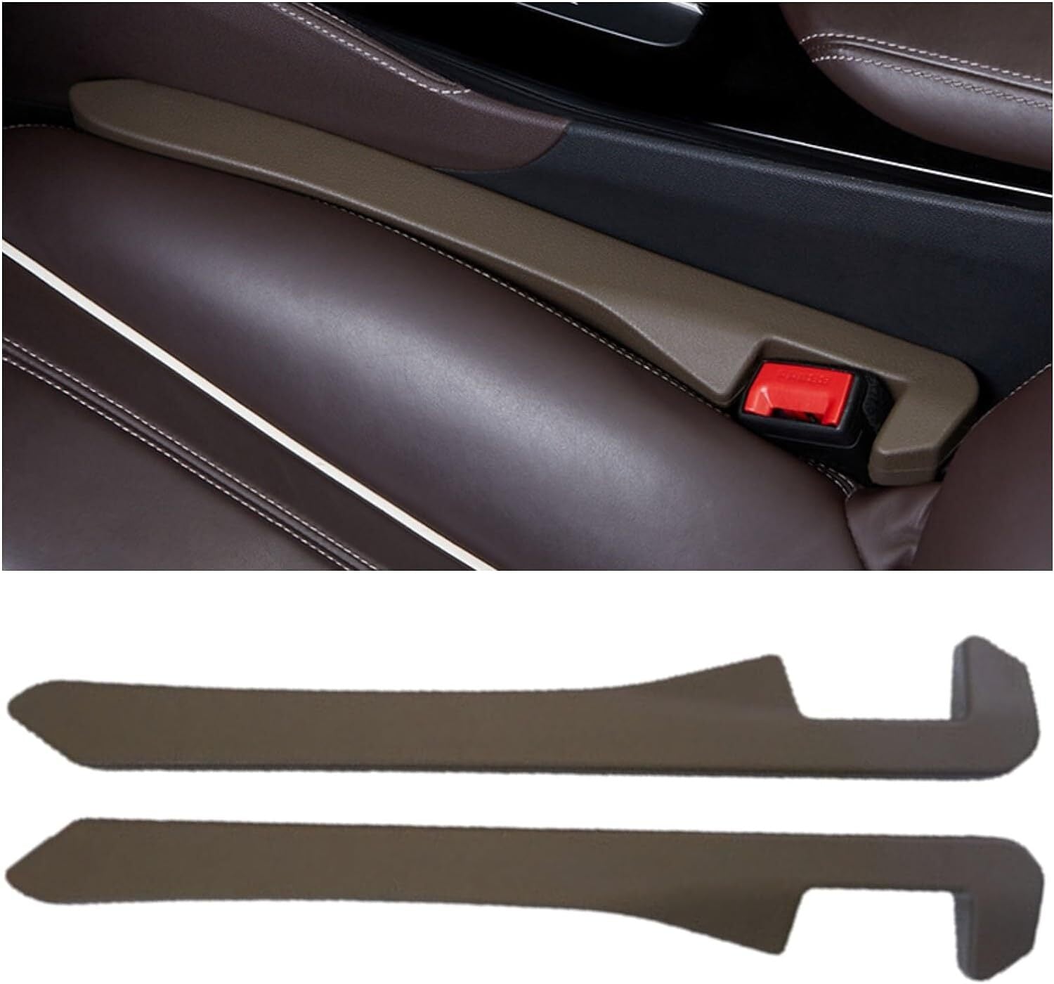 2pcs Brown Car for Seat Gap Filler Car SUV Truck for Seat Blocker Catcher Fill The Space