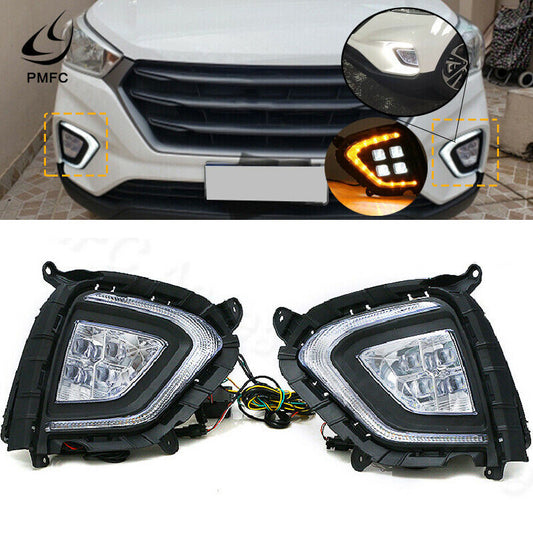 1Pair DRL Daytime Running Light Yellow Turn Signal for Hyundai Creta IX25 17-20