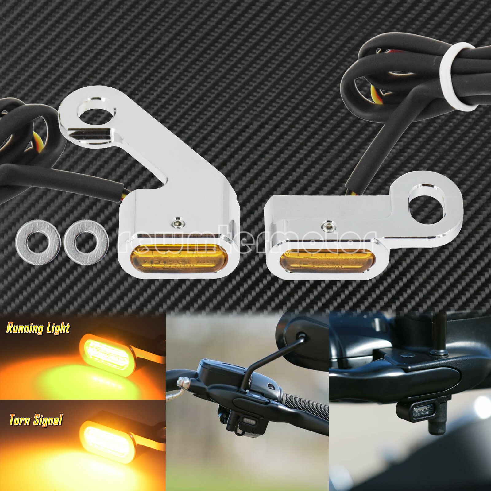 2X Chrome LED Turn Signal Indicator Running Light Fit for Harley Touring Softail
