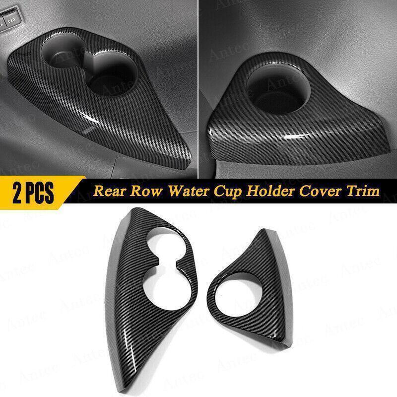2X ABS Carbon Fiber Rear Row Water Cup Holder Cover Trim for Toyota for Sienna 21-24