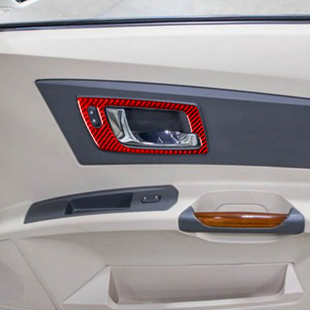 4Pcs Red Carbon Fiber Interior Door Handle Cover Trim for Cadillac CTS 2003-2007