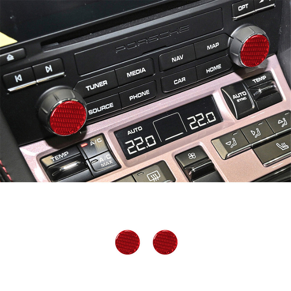 Red Carbon Fiber Medium Multimedia Button Bezel for Porsche 718 2016-2022