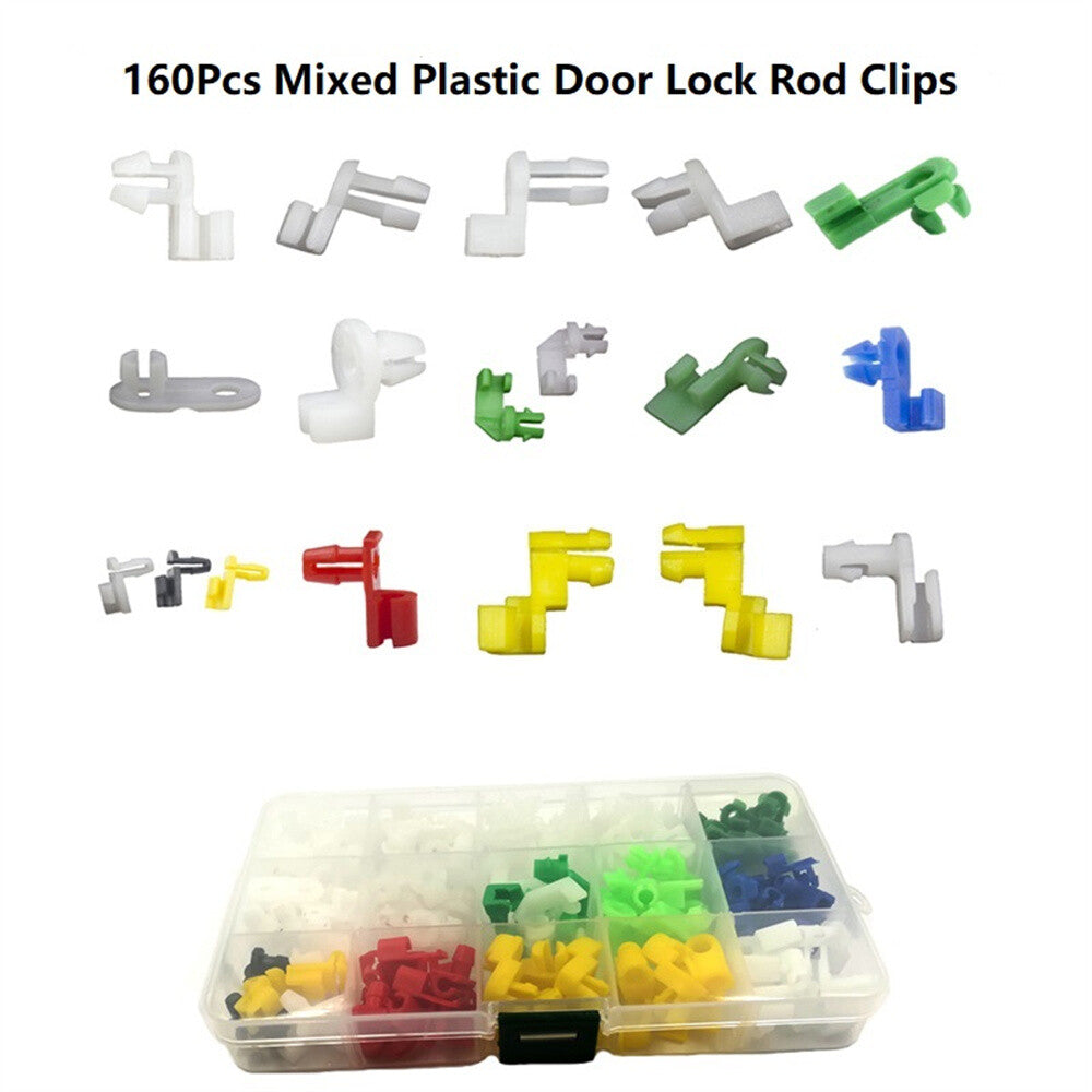 160 PCS Mixed Car Door Lock Rod Clips Side Fasteners Retainers Plastic Universal