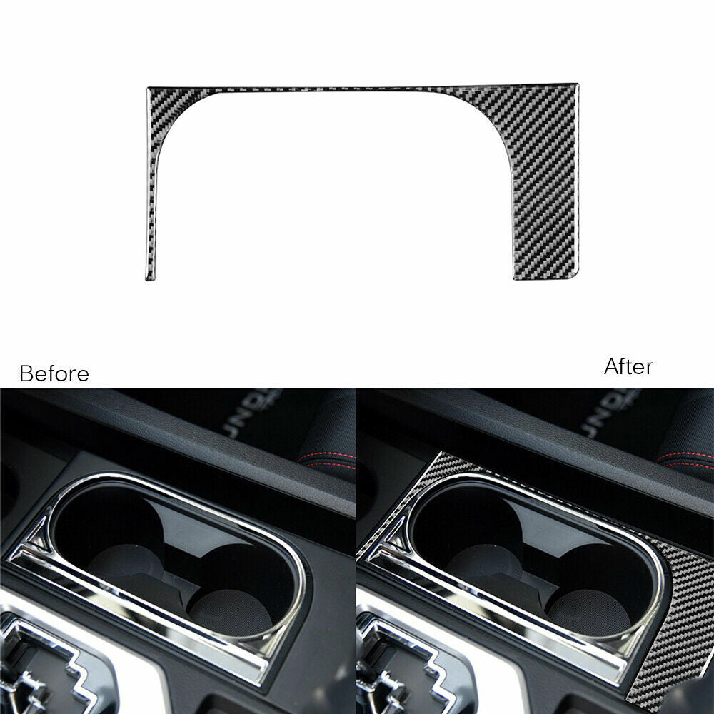 Carbon fiber console cupholder cover trim suitable for Toyota Tenderra 2014 - 18