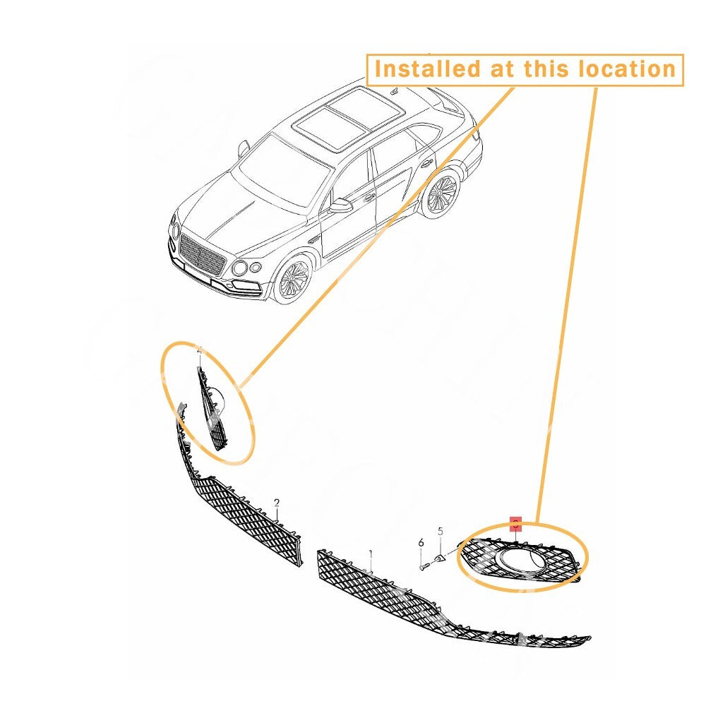 Equipment Manufacturer ( ) for Bentley for Bentayga Bracket Frame Grille Overhead Routing Kit: 36A807345E/46E