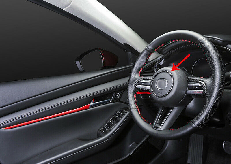 1P for Mazda 3 Axela 2019-2022 Carbon Fiber Inner Steering Wheel Ring Cover Trim