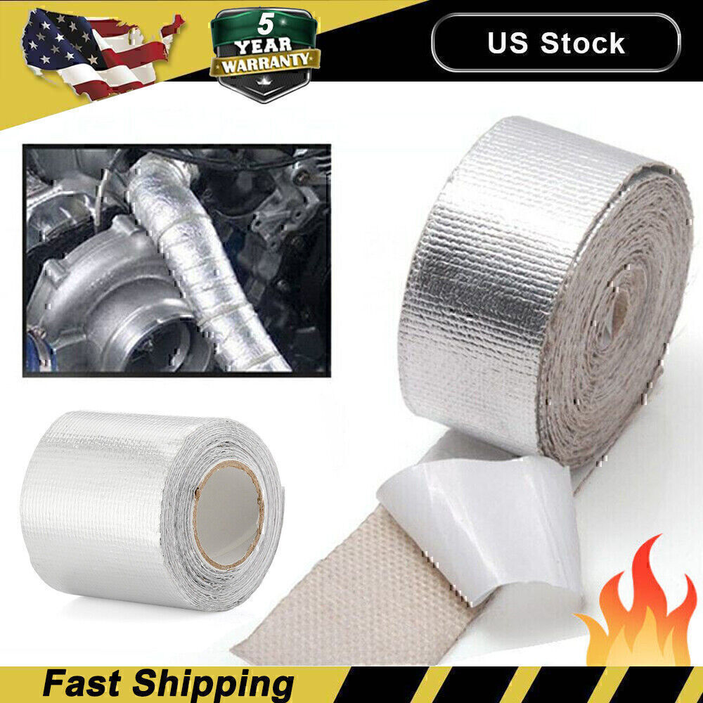 2 x16'Adhesive Exhaust Header Turbo Manfold Pipe Aluminum Heat Shield Wrap Tape