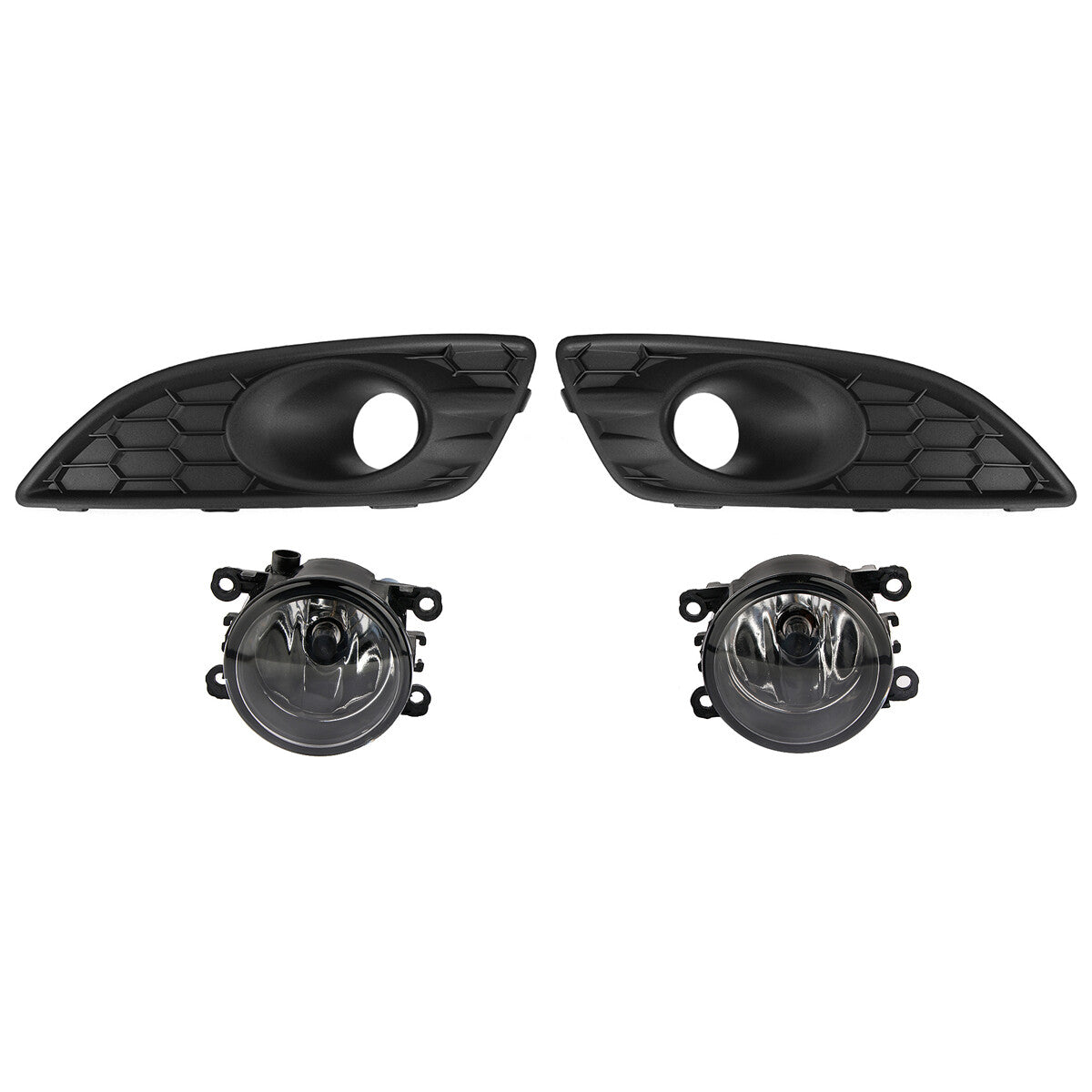Honeycomb front fog lights + grille grille BBQ mat black for Ford Fiesta Mk7 Zetec S