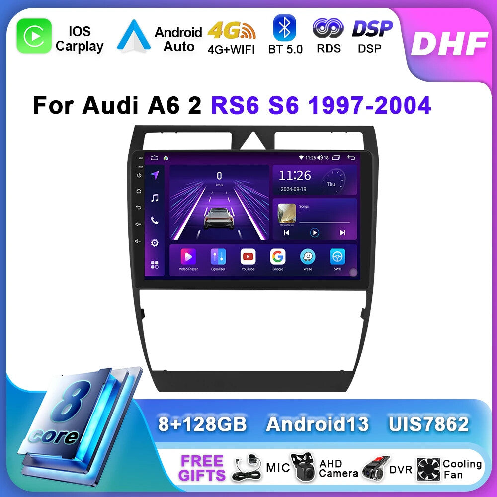 for Audi A6 C5 S6 RS6 1997-2004 Android Auto Radio GPS Stereo Multimedia Player
