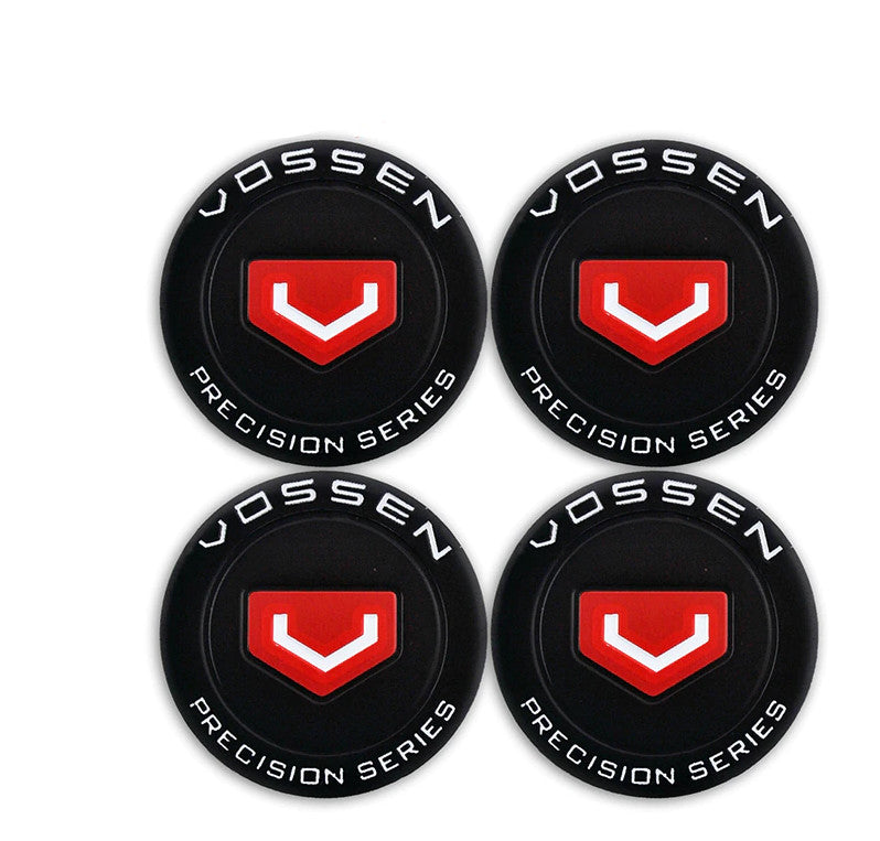 Brand New 4-Piece Set of 65mm Black and Red Vossen Wheel Stickers