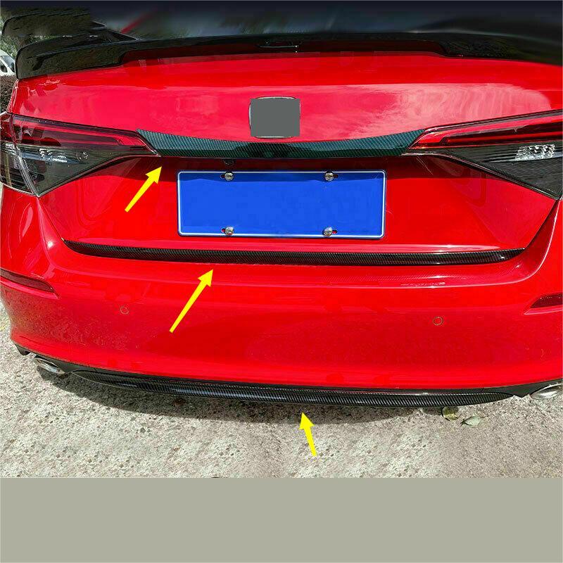 3x for Honda for Civic 2022-23 Sedan Carbon ABS Rear DoorBumper Moulding Cover Trim