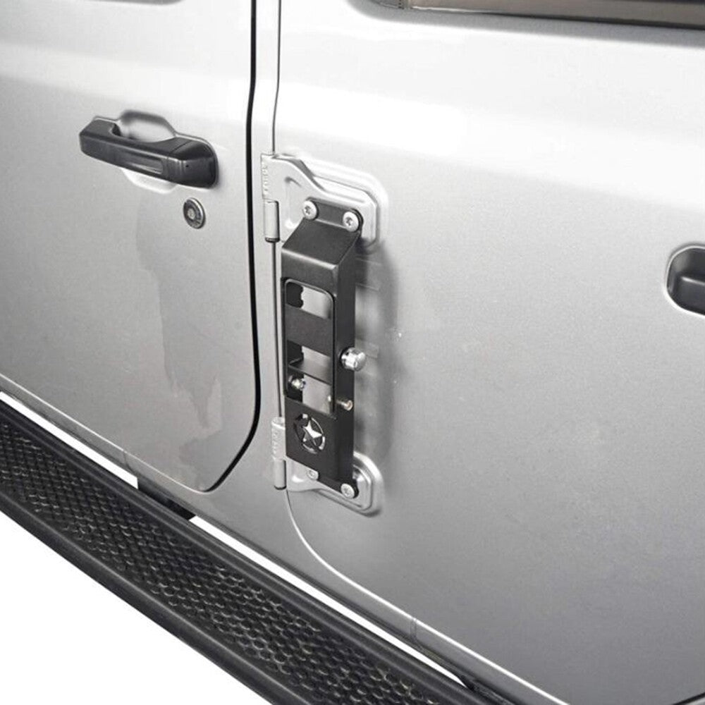Auto Car Door Hinge Steps Metal Folding Foot Pedal to Rooftop w/Star Sign Black