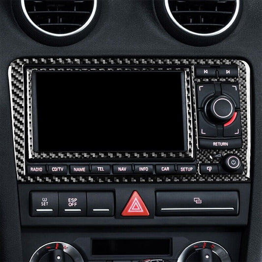 Real Carbon Fiber Car Navigation Panel Cover Trim for Audi A3 S3 2006-2007 2PCS
