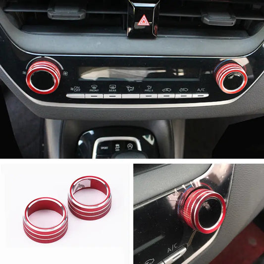 Dash Console Air Condition Knob Red Trim for Toyota for Corolla 2019-2024