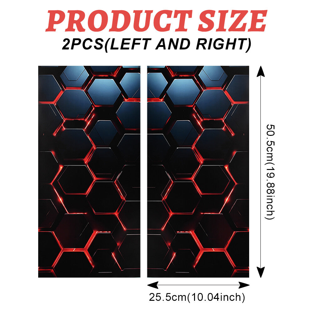 2x RedBlack Honeycomb Car Stickers B Pillar Waterproof Center Column Decal