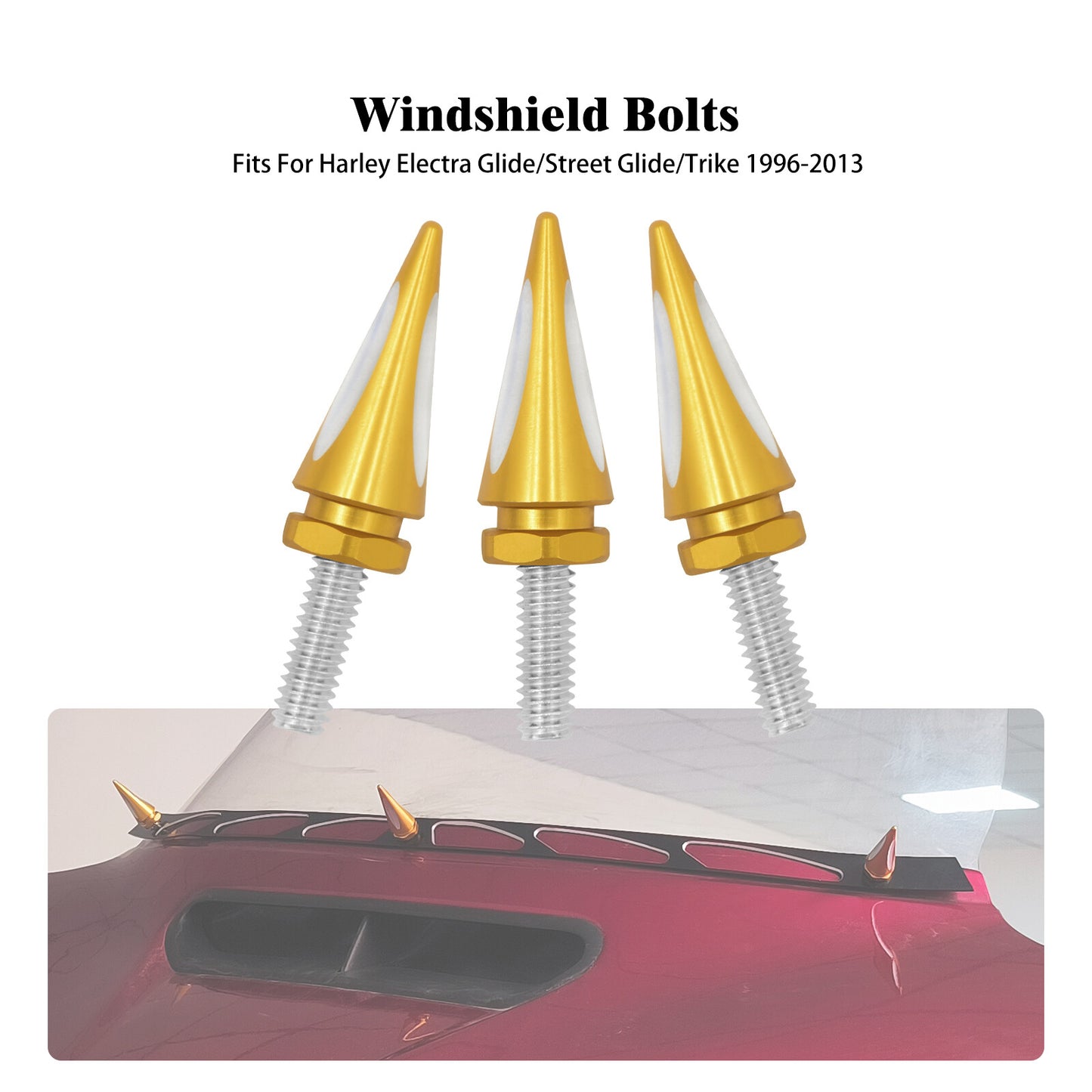 Gold Spike Wind Screen Windshield Bolts for Harley Street Electra Glide 96-2013