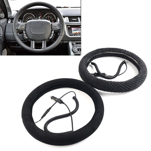 Heated Steering Wheel Cover Tangle Design Heating Hand Warmer 14.5-15.5in