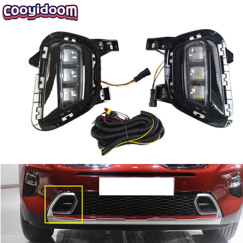 Applicable to 2020-2021 for Kia Sonet LED Daytime Running Lights (DRL) and Turn Signal Fog Lights (LHRH)