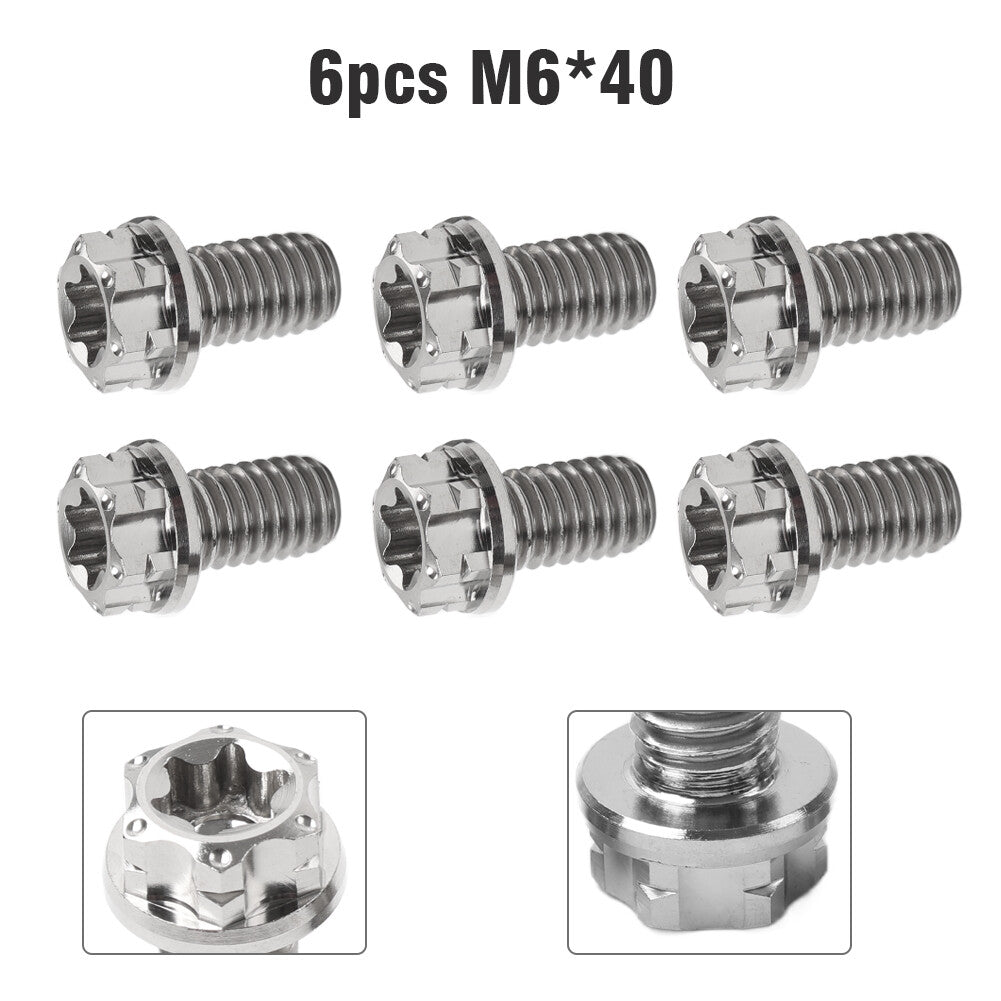 6pcs Bolts Torx Head Flange Screws M6x40mm For Motorcycle Bike Silver