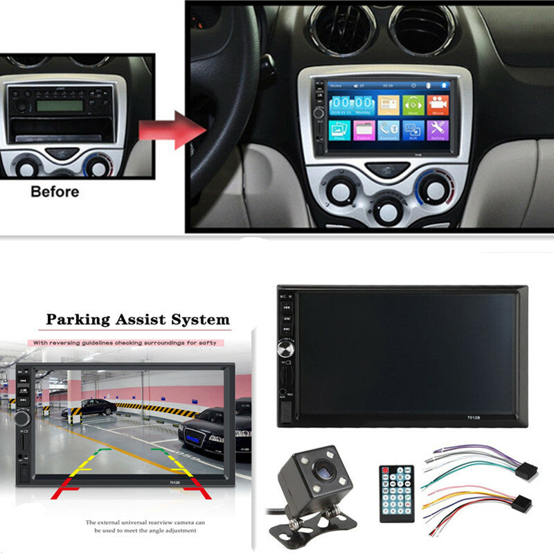 7in Screen Bluetooth Car Radio Stereo MP3 MP5 Audio Video Player Rearview Camera