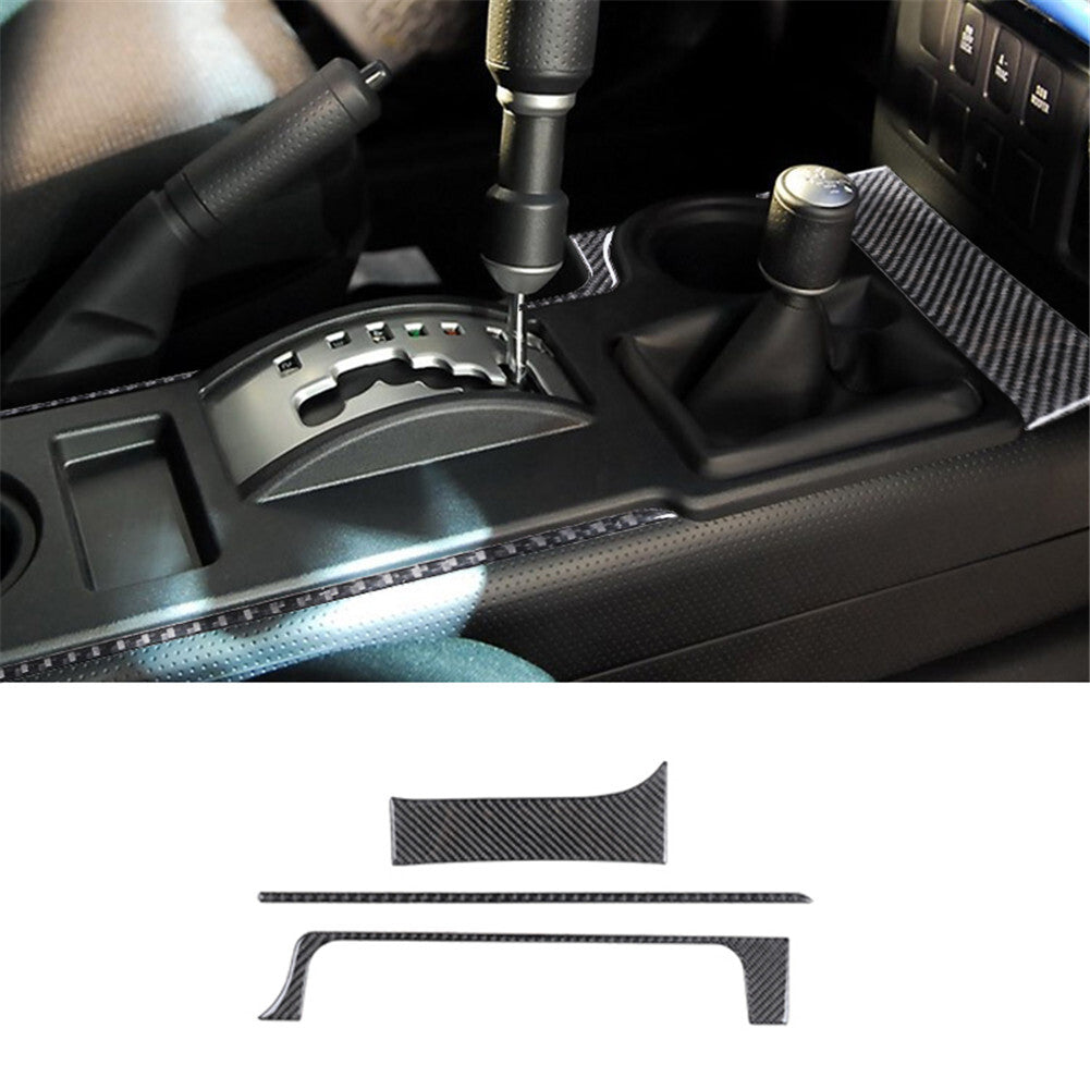 3Pcs Central Gear Shift Trim Cover Carbon Fiber for Toyota FJ Curiser 2007-2021