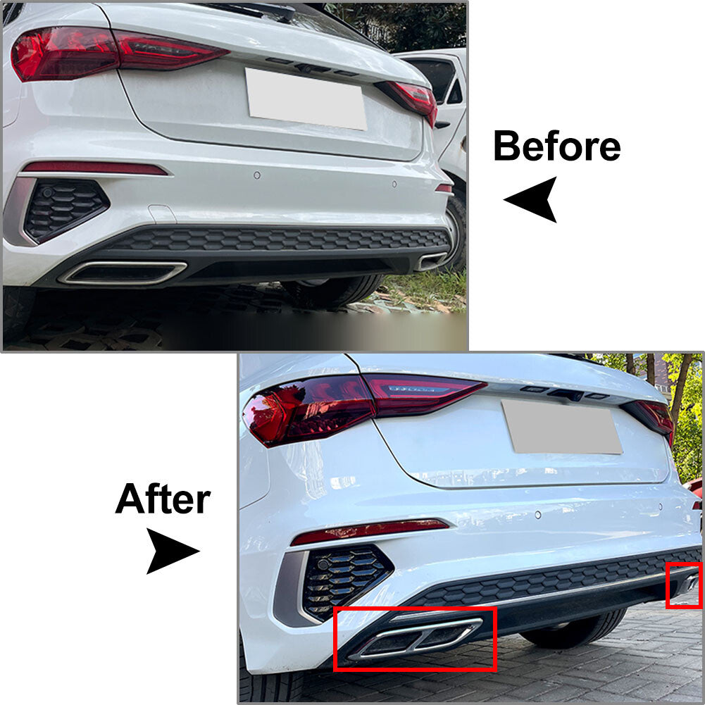 Rear Throat Exhaust Pipe Muffler Tips Cover Trim for Audi A3 8Y 2021-2023
