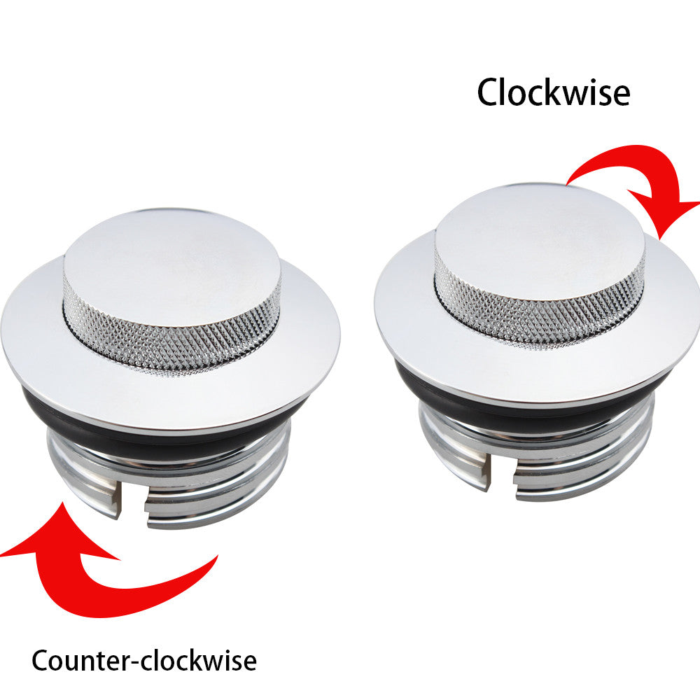 Left + Right Chrome Flush Mount Pop Up Vent Fuel Tank Gas Cap for Harley Softail