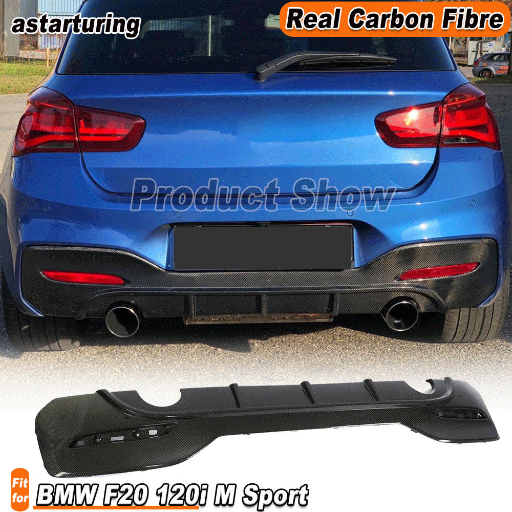 Fit for BMW F20 120i M Sport M Tech 16-18 REAL Carbon Rear Bumper Diffuser Lip