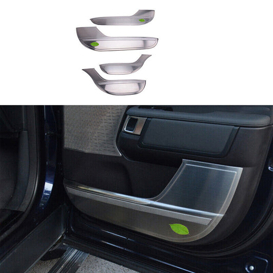 Inner Door Silver Cover Anti-Kick Panel for Land Rover Discovery 2017-2023 Steel