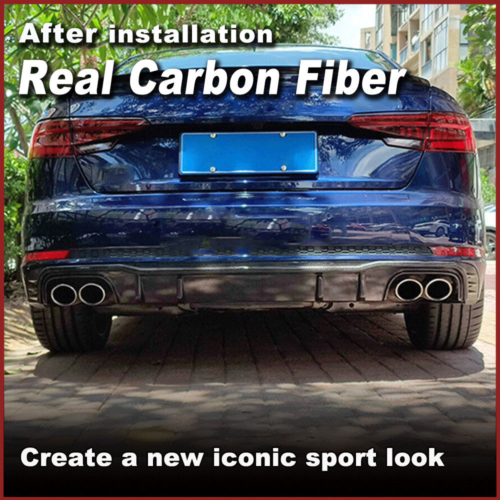 Fit for Audi S4 A4 B9 S Line 2018-19 Real Carbon Fiber Rear Bumper Diffuser Lip
