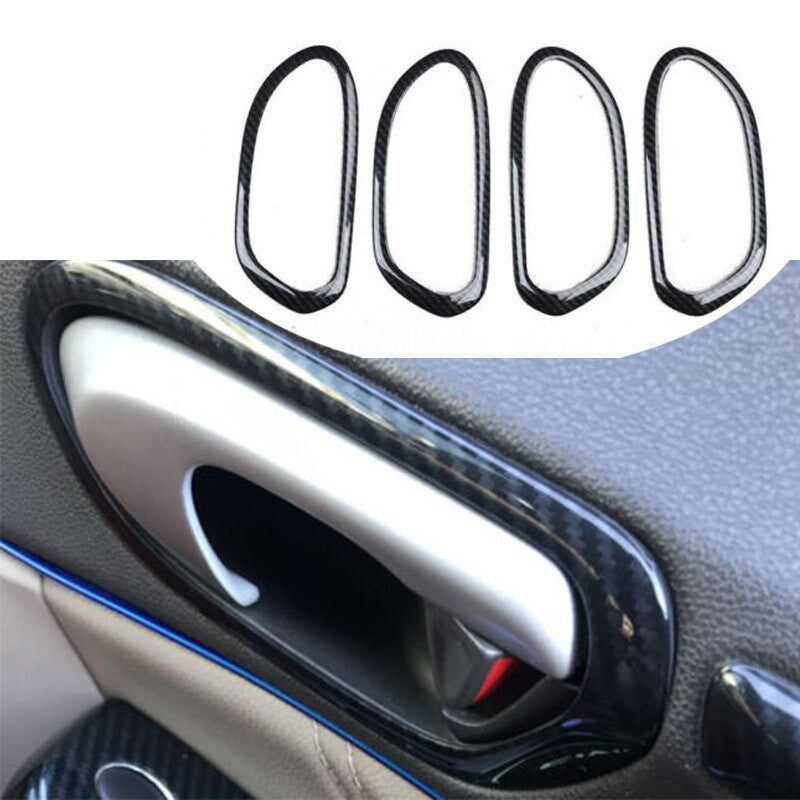 For Auto for Honda for Civic 8th 2006-11 Black Carbon Fiber Inner Door Handle Frame Trim